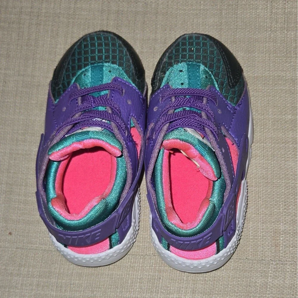 Nike Huarache Run Unisex Kids Purple/Teal/Pink Sneakers US 7C EU 23.5